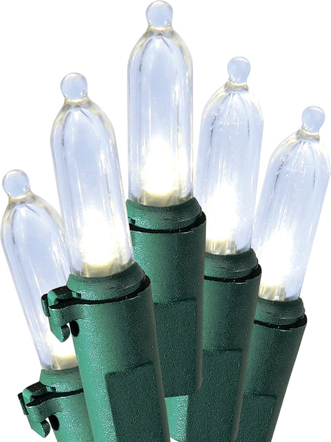 Sylvania V40831-49 Mini Light Set, Christmas, 120 V, 4.8 W, 50-Lamp, LED, Cool White, 25000 hr Average Life, 13.58 ft L