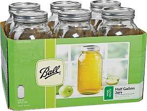 Ball 2213524 Mason Jar, Wide Mouth, 64 oz, Glass, Includes: Metal Lid