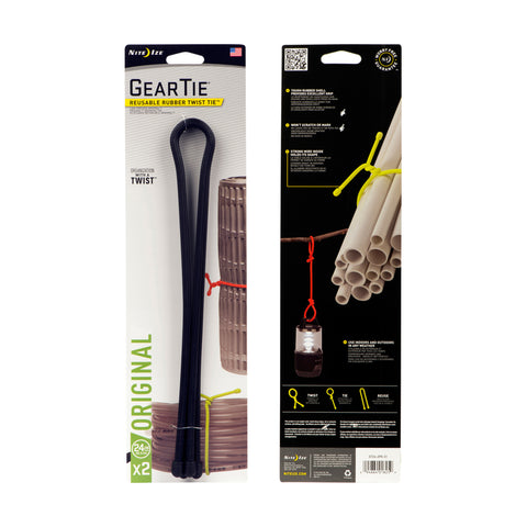 Nite Ize Gear Tie 24 in. L Black Twist Ties 2 pk