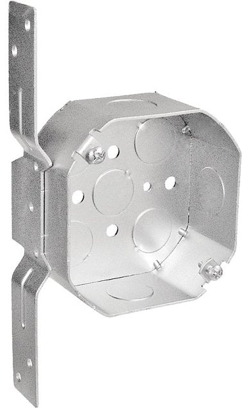 Southwire 54151-F-UPC Octagon Box, 4 in OAW, 1-1/2 in OAD, 8-Knockout, Steel Housing Material, Silver, Galvanized