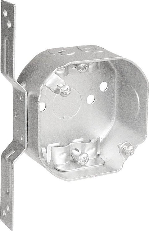 Southwire 54151-FR-UPC Octagon Box, 4 in OAW, 1-1/2 in OAD, 7 in OAH, 7-Knockout, Steel Housing Material, Silver