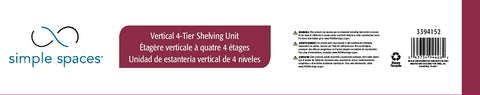 Simple Spaces SS-JR0404-WH 4-Tier Shelf Stacker, Each Shelf: 132 lb, 4-Tier Shelving-Level, 31 in W, Steel, White