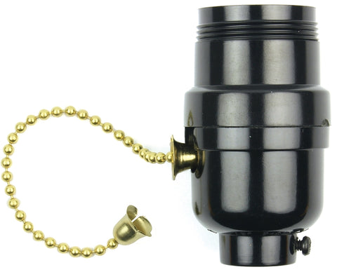 Jandorf 60534 Pull Chain Lamp Socket, 250 V, 250 W, Phenolic Housing Material, Black