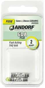 Jandorf 60666 Fast Acting Fuse, 2 A, 250 V, 1500 A Interrupt, Ceramic Body