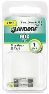 Jandorf 60674 Time Delay Fuse, 0.07 Ohm, 1 A, 250 V, 35 A Interrupt, Glass Body