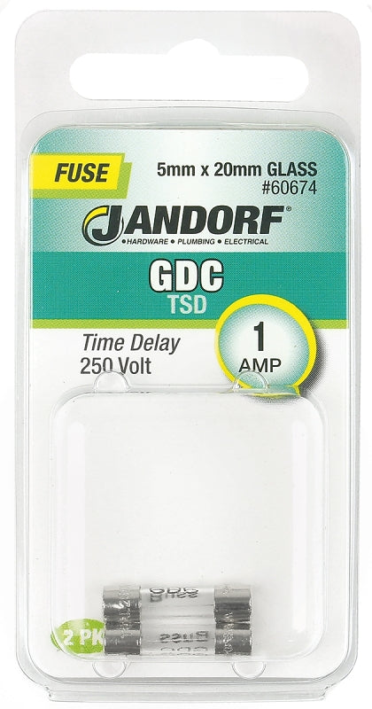 Jandorf 60674 Time Delay Fuse, 0.07 Ohm, 1 A, 250 V, 35 A Interrupt, Glass Body