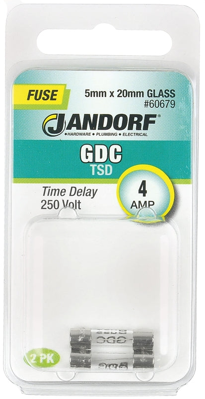 Jandorf 60679 Time Delay Fuse, 0.01 Ohm, 4 A, 250 V, 40 A Interrupt, Glass Body