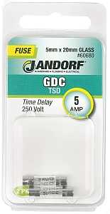 Jandorf 60680 Time Delay Fuse, 0.009 Ohm, 5 A, 250 V, 50 A Interrupt, Glass Body