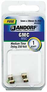 Jandorf 60692 Time Delay Fuse, 0.15 Ohm, 1 A, 250 V, 35 A, 10 kA Interrupt, Glass Body