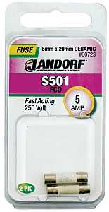 Jandorf 60723 Fast Acting Fuse, 5 A, 250 V, 1500 A Interrupt, Ceramic Body