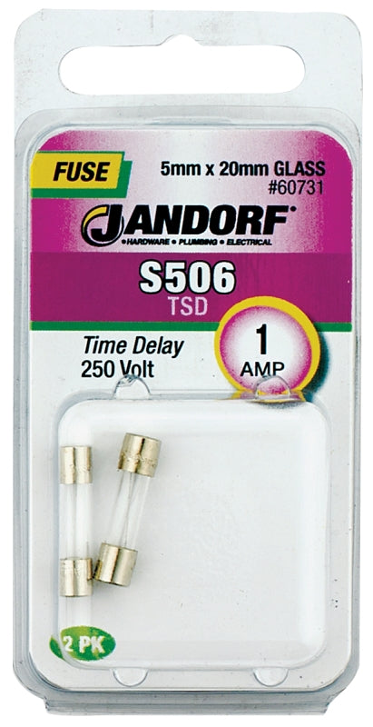 Jandorf 60731 Time Delay Fuse, 0.007 Ohm, 1 A, 250 V, 35 A Interrupt, Glass Body