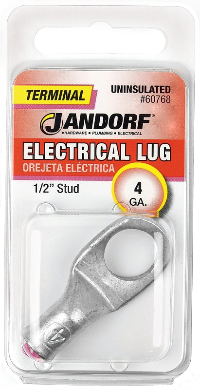 Jandorf 60768 Electrical Lug, 4 AWG Wire, 1/2 in Stud, Copper Contact ...