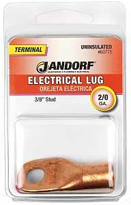 Jandorf 60775 Electrical Lug, 2/0 AWG Wire, 3/8 in Stud, Copper Contact, Brown