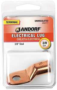 Jandorf 60777 Electrical Lug, 3/0 AWG Wire, 3/8 in Stud, Copper Contact, Brown