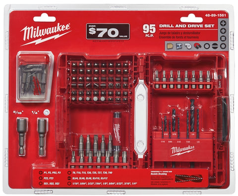 Milwaukee 48-89-1561 Drill/Drive Set, 95-Piece, Steel, Black Oxide