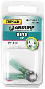 Jandorf 60895 Ring Terminal, 16 to 14 AWG Wire, 1/4 in Stud, Green