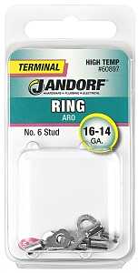 Jandorf 60897 Ring Terminal, 16 to 14 AWG Wire, #6 Stud