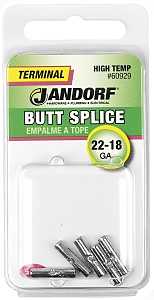 Jandorf 60929 Butt Splice Connector, 22 to 18 AWG Wire