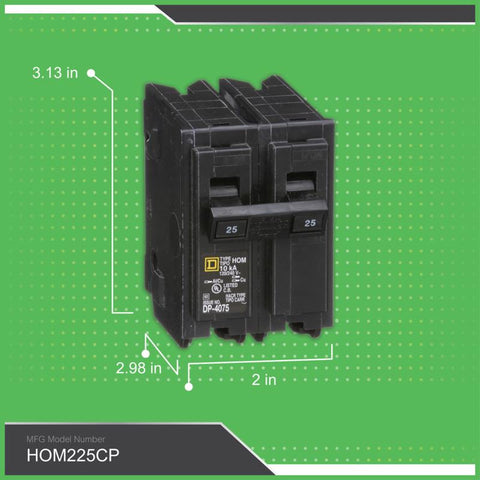 Square D HomeLine 25 amps Surge 2-Pole Circuit Breaker