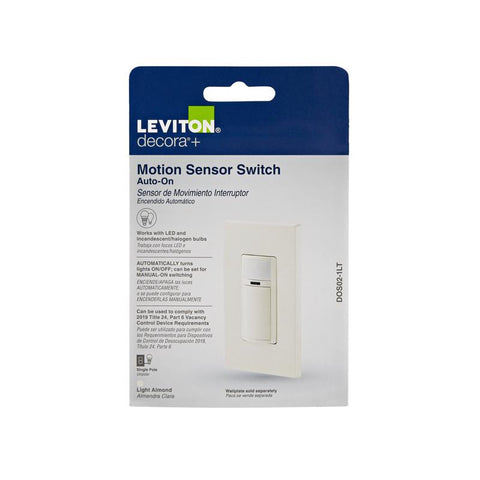 Leviton Decora 2.5 amps Single Pole Motion Sensor Switch Light Almond 1 pk