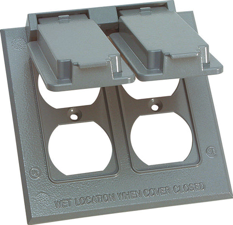Sigma Square Die cast Aluminum 2 gang Duplex Box Cover For Damp Locations and Wet Locations Gray