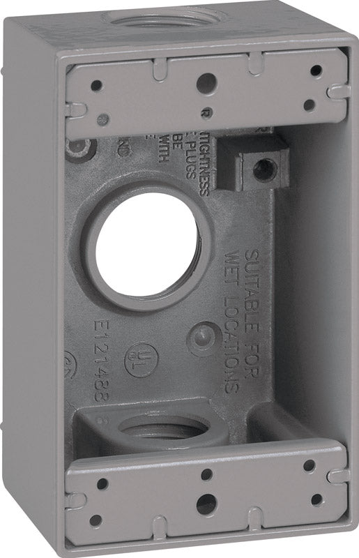 Sigma 4-1/2 in. H Rectangle 1 Gang Outlet Box 3/4 in. Gray Aluminum ...