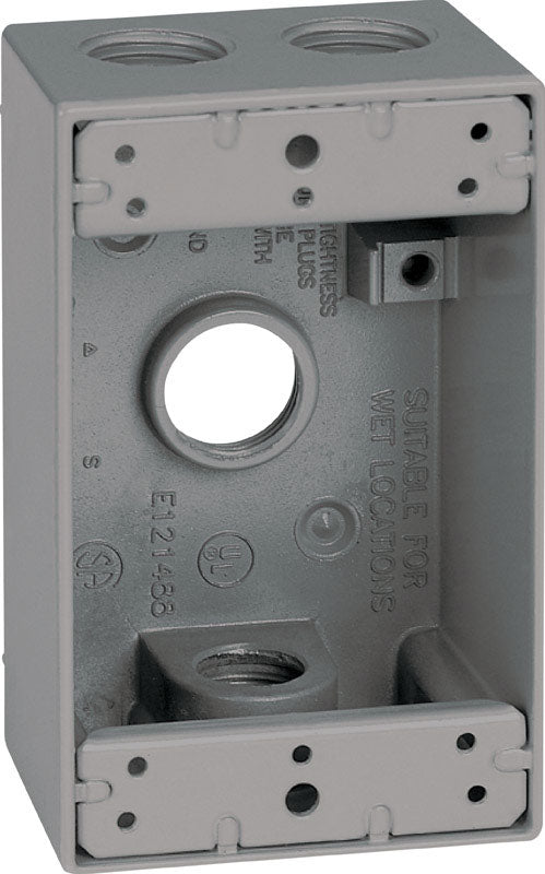 Sigma 4-1/2 in. H Rectangle 1 Gang Outlet Box 1/2 in. Gray Aluminum ...