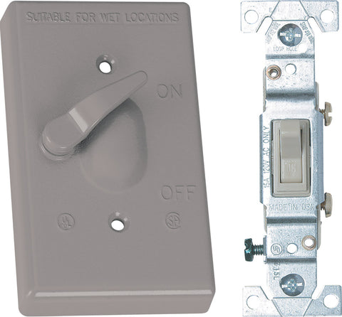 Sigma 15 amps Single Pole Toggle Weatherproof Switch & Cover Gray