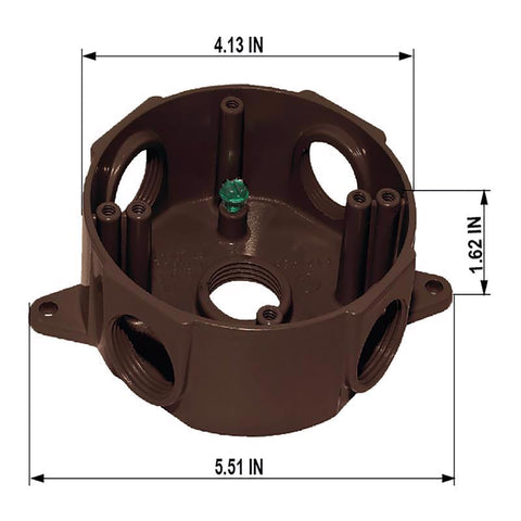 Sigma Engineered Solutions New Work 16 cu in Round Die-Cast Metal Weatherproof Box Bronze