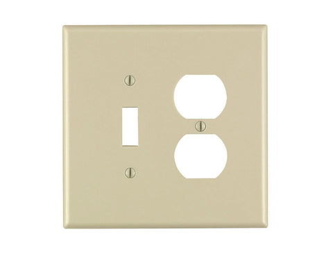 Leviton 2 gang Ivory Thermoset Plastic Toggle/Duplex Wall Plate 1 pk