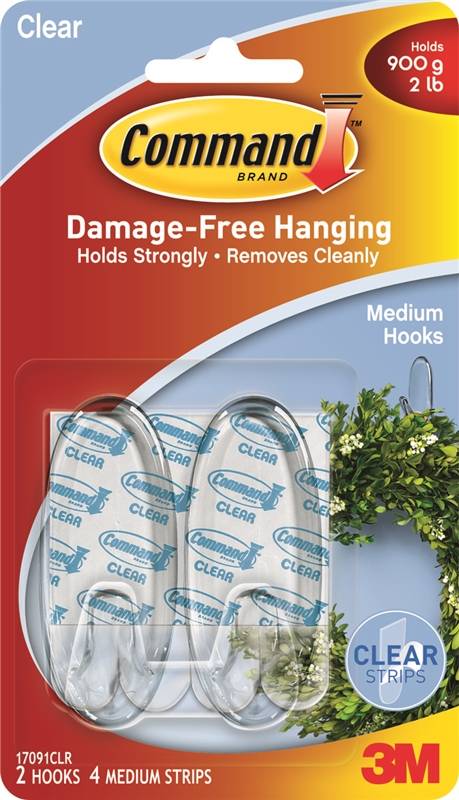 Command 17091CLR Medium Designer hook, Clear