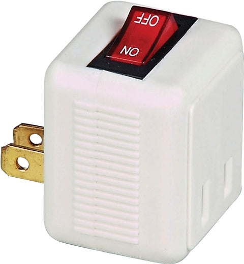 Eaton Cooper Wiring BP4404W Plug In Switch, 2 -Pole, 15 A, 120 V, 1 -Outlet, White