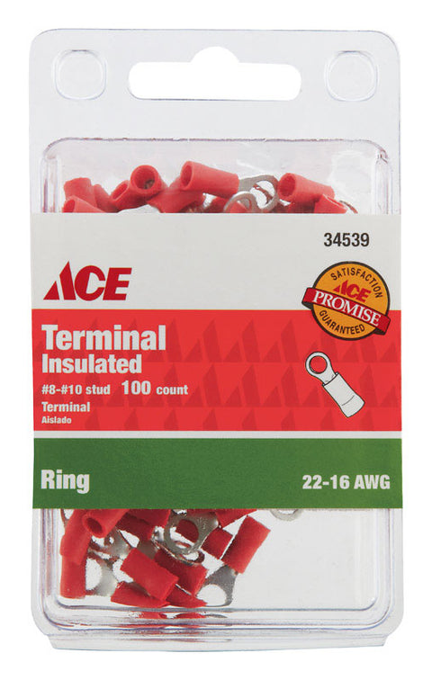 Ace Industrial Ring Terminal Vinyl Red 100