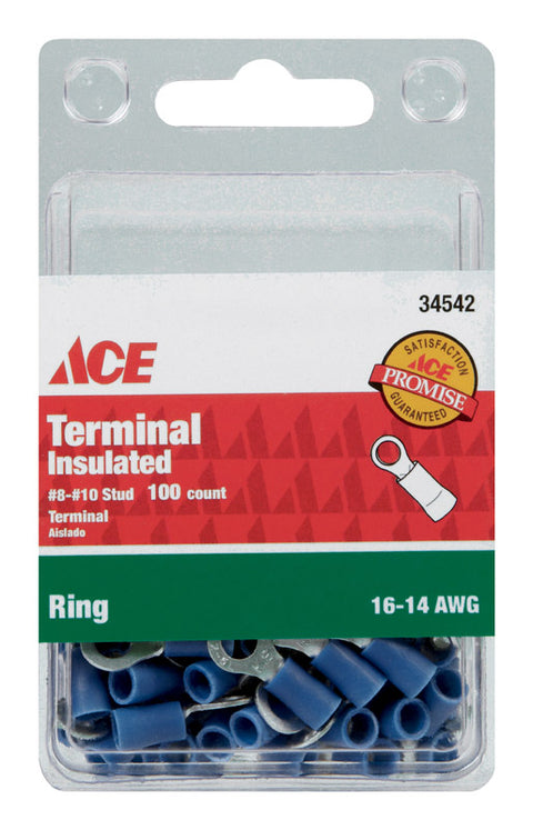 Ace Industrial Ring Terminal Vinyl Blue 100