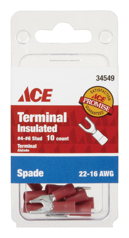 Ace Industrial Spade Terminal Vinyl Red 10