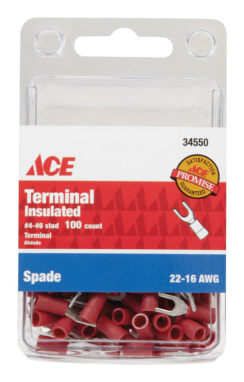 Ace Industrial Spade Terminal Vinyl Red 100