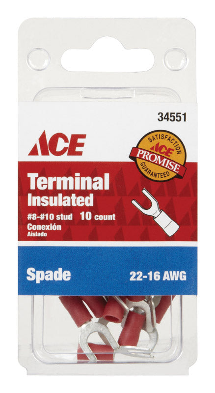 Ace Industrial Spade Terminal Vinyl Red 10
