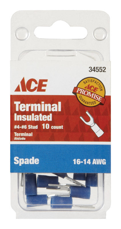 Ace Industrial Spade Terminal Vinyl Blue 10
