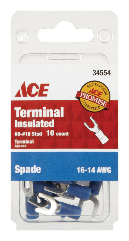 Ace Industrial Spade Terminal Vinyl Blue 10