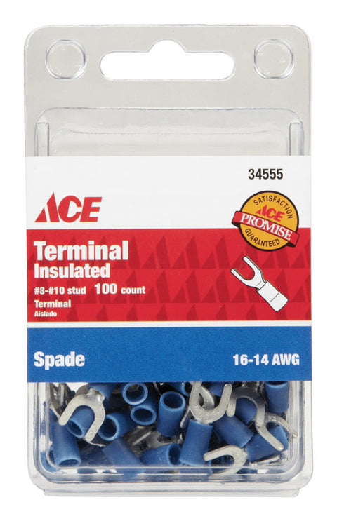 Ace Industrial Spade Terminal Vinyl Blue 100