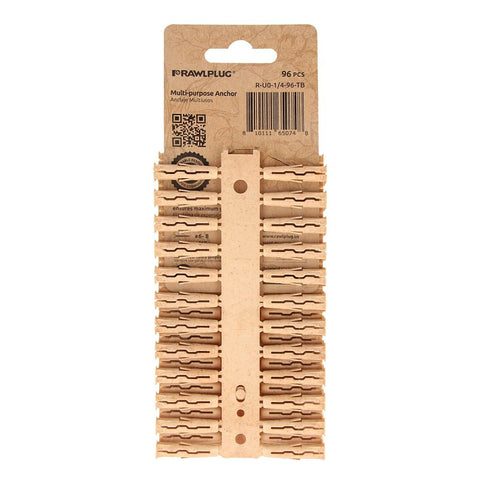 Rawlplug Rawl Uno Series R-U0-1/4-96-TB Multi-Purpose Anchor, 1-1/4 in L, Polypropylene/Timber