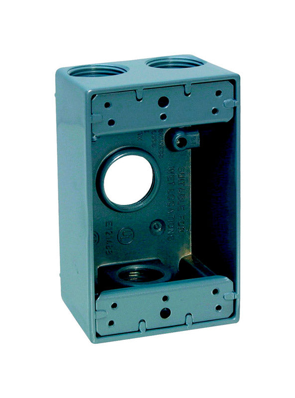Sigma 4-1/2 in. H Rectangle 1 Gang Outlet Box 3/4 in. Gray Aluminum ...