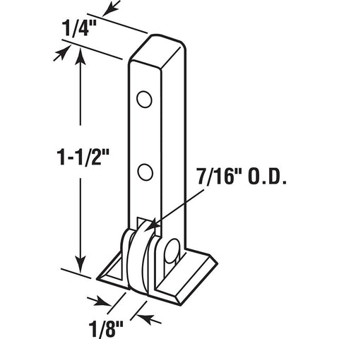 Prime-Line G 3004 Roller Assembly, 1/4 in W, 1-1/2 in L, Nylon/Plastic, White