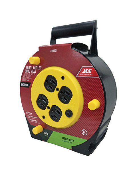 Ace Power Caddy 16/3 SJT 25 ft. Grounded 12 amp Yellow/black