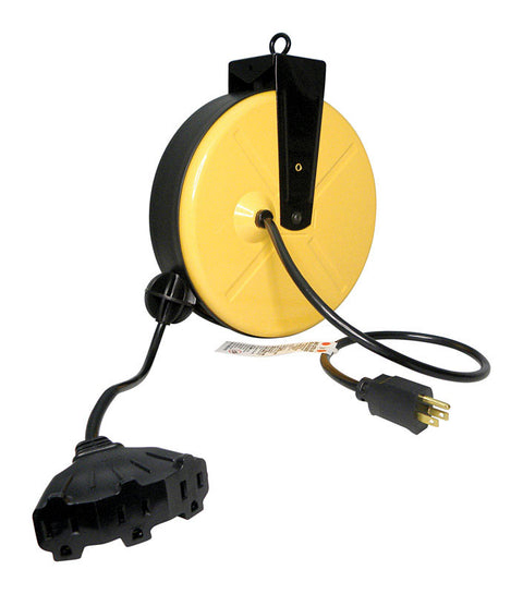 Ace 3 Outlet Power Block Retractable 14/3 SJT 30 ft. 15 amp 125 volts 1,875 watts Yellow/black