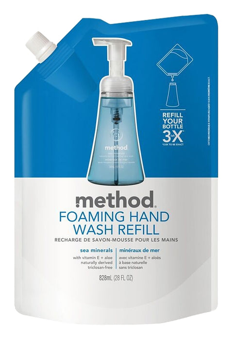 method 328110 Foaming Hand Wash Refill, Liquid, Light Blue, Sea Minerals, 28 oz Pouch