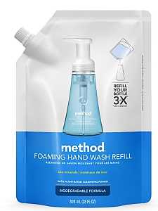 method 328110 Foaming Hand Wash Refill, Liquid, Light Blue, Sea Minerals, 28 oz Pouch