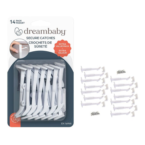 Dreambaby L1412 Secure Catch, 3-1/4 in L, 1-1/16 in W, Plastic, White