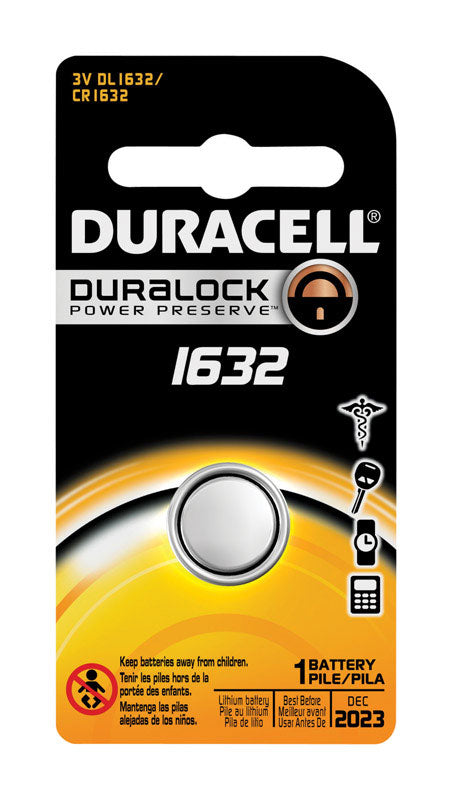 Duracell Lithium Coin Battery 3 volt 1632 Watches, Calculators, Keyless Car Entry Carded 1