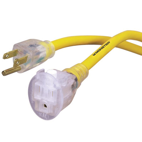 Monster Just Power It Up Outdoor 25 ft. L Yellow Extension Cord 14/3 SJTW